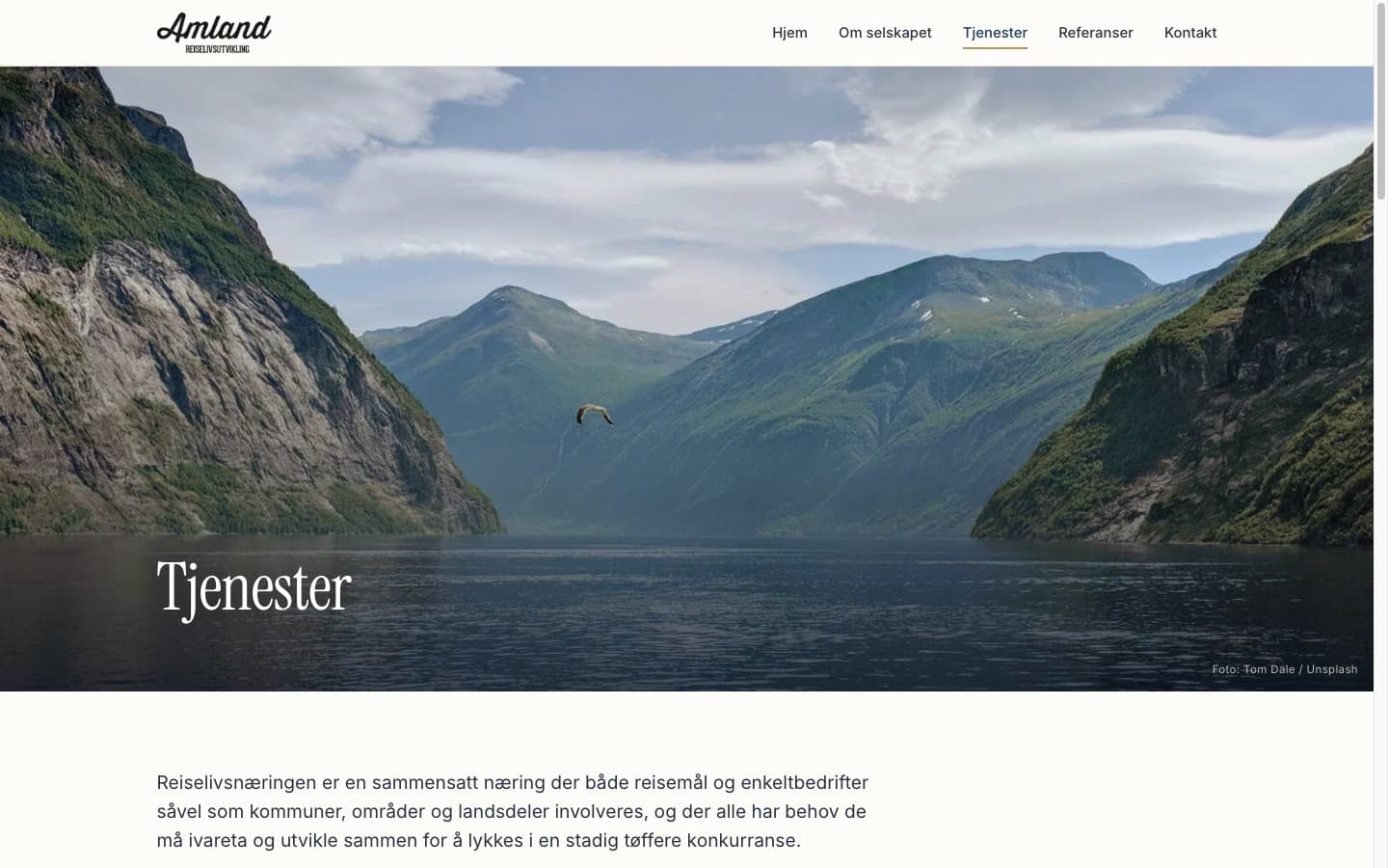 Tjenestesiden på reiselivsutvikling.no